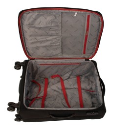 Troler Smiley, 68x42x25 cm, 3.5 kg, expandabil 30%, negru/rosu