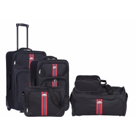 Set 5 bucati Master Penta, Troler mediu,Troler mic, Geanta voiaj, Geanta avion, Geanta cosmetice, Black