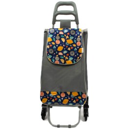 Sacosa piata cu carucior, Master, 2 roti triple, 38 l, gri inchis