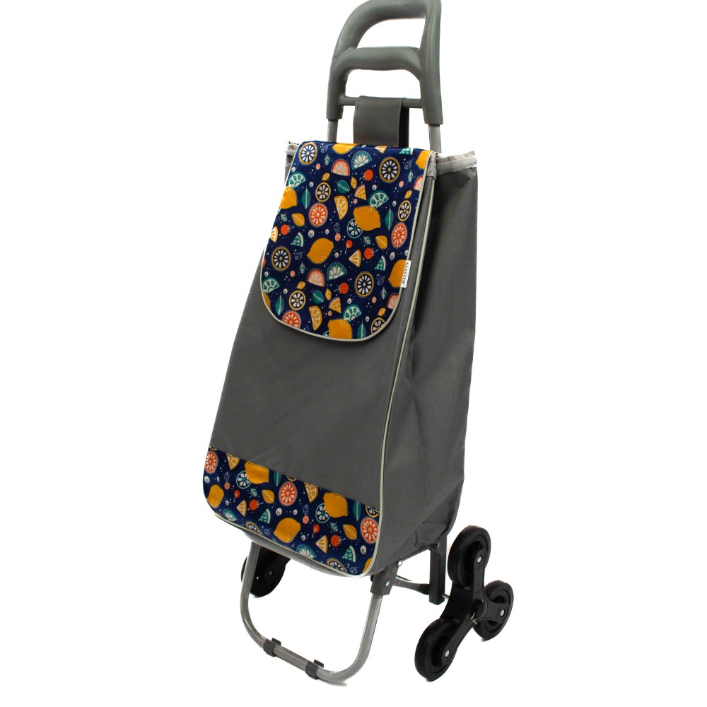 Sacosa piata cu carucior, Master, 2 roti triple, 38 l, gri inchis