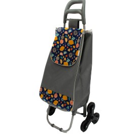 Sacosa piata cu carucior, Master, 2 roti triple, 38 l, gri inchis