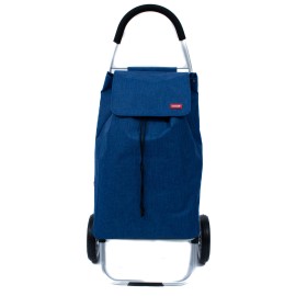 Sacosa piata cu carucior, Master, 2 roti, 50 l, albastru