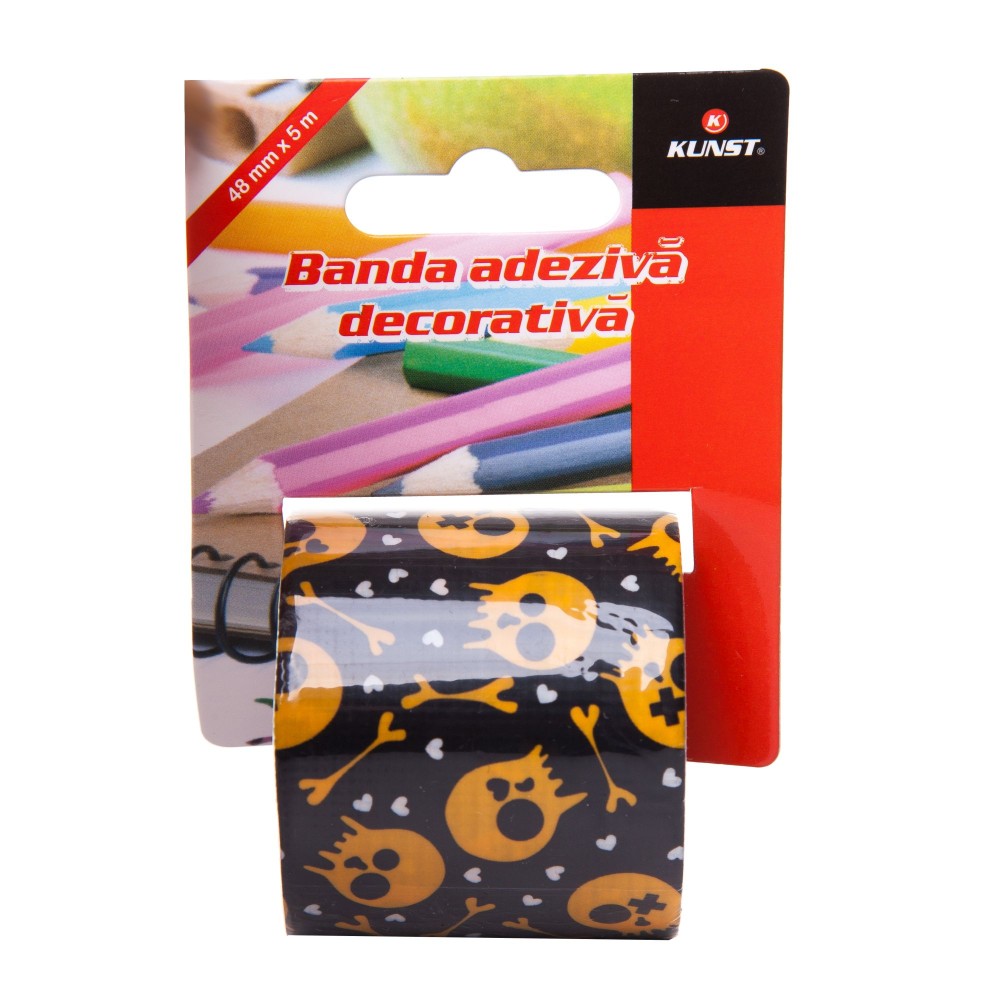 Banda adeziva decorativa Kunst Bones 500x4.8 cm, tip Duct Tape