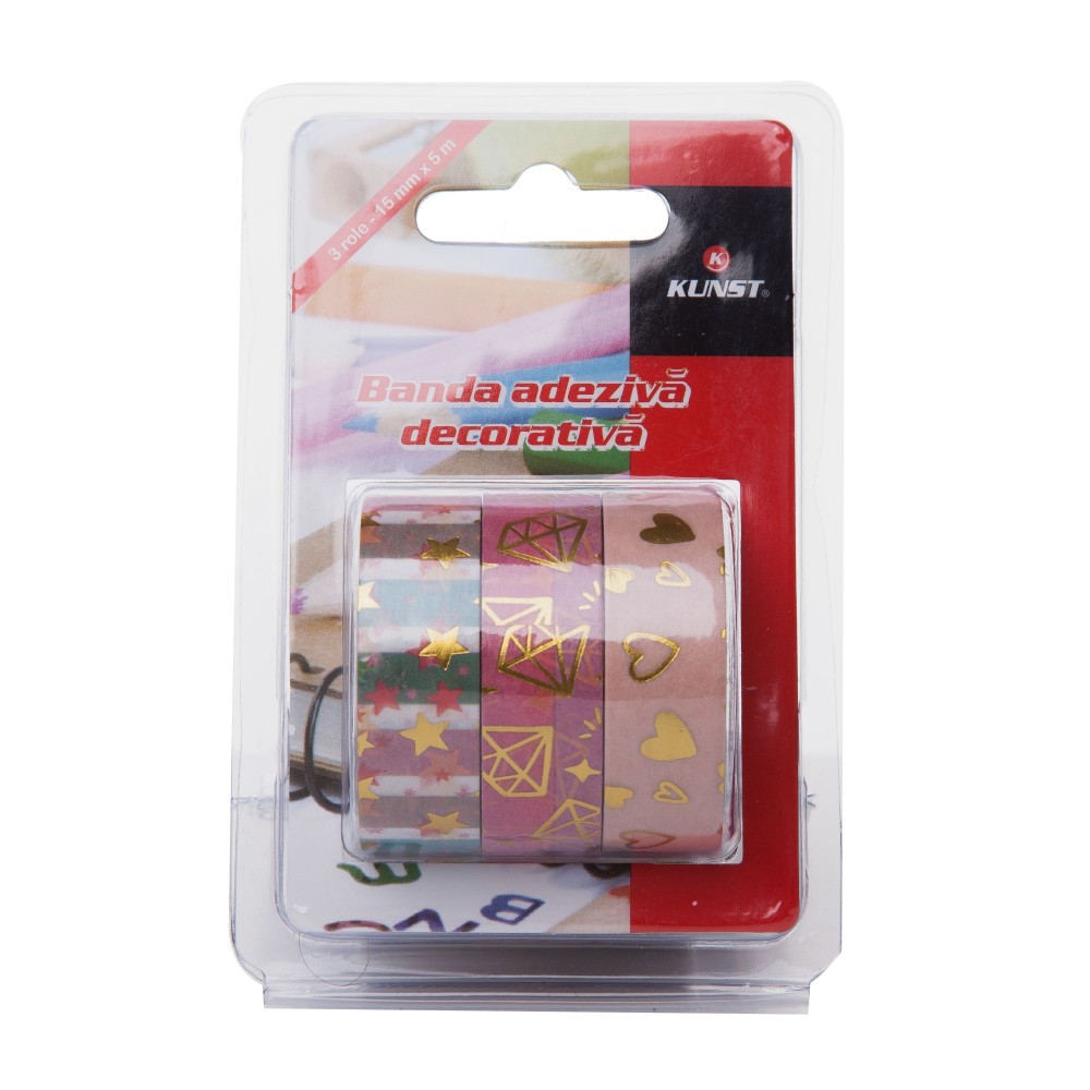 Set 3 bucati banda adeziva decorativa Kunst Love 500x1.5 cm