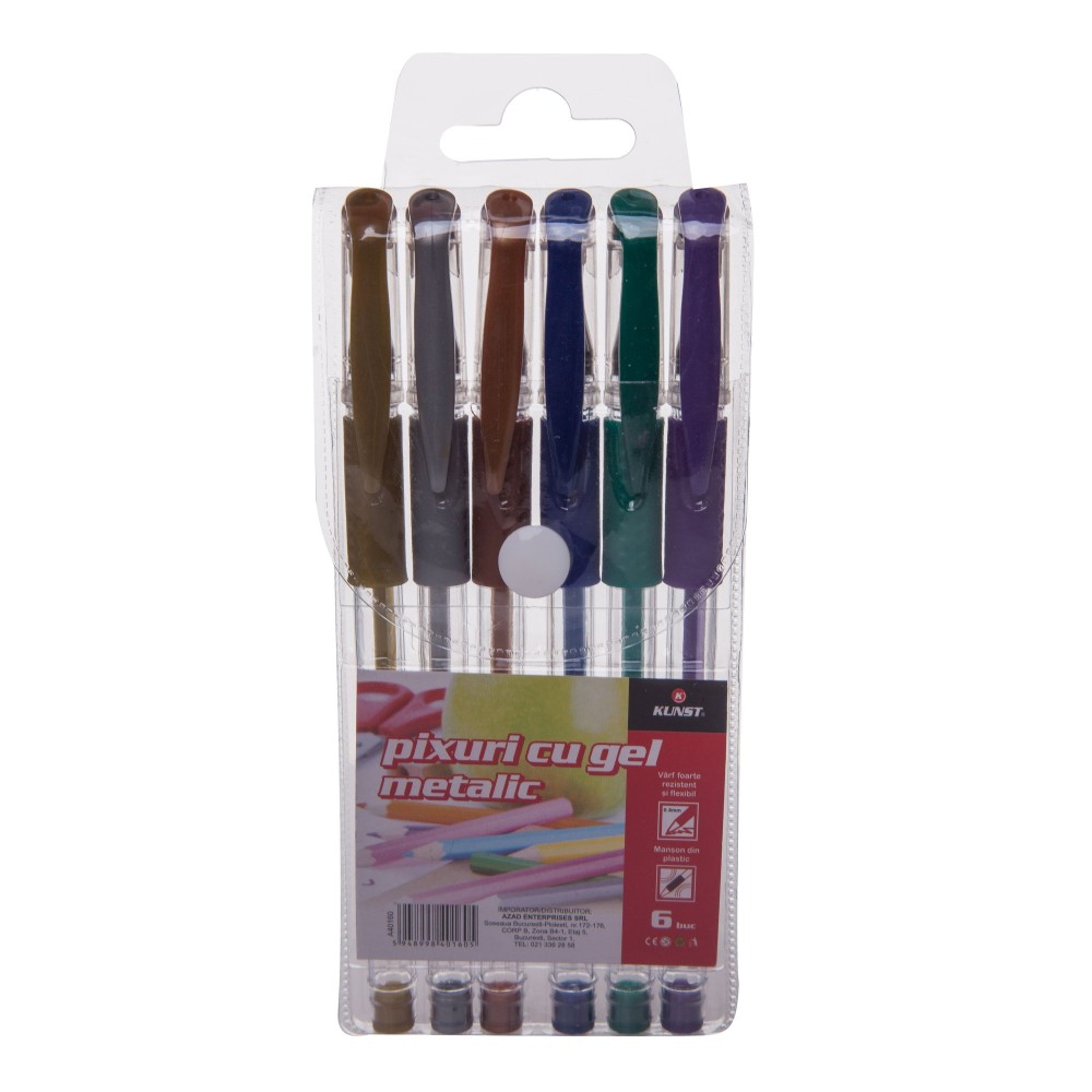 Set pixuri cu gel metalic Kunst, 6 culori