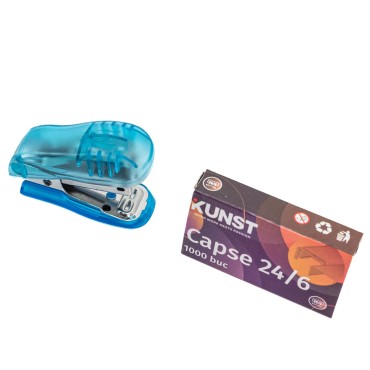 Set capsator KUNST, cu capse 24/6, 26/6, albastru
