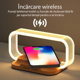 Lampa de noptiera cu incarcator wireless 10W, Lexium