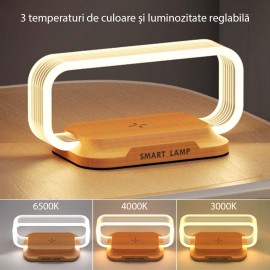 Lampa de noptiera cu incarcator wireless 10W, Lexium
