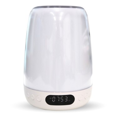 Lampa de veghe cu control tactil, difuzor bluetooth, ceas alarma, 16.5x12.5x12.5 cm, Lexium